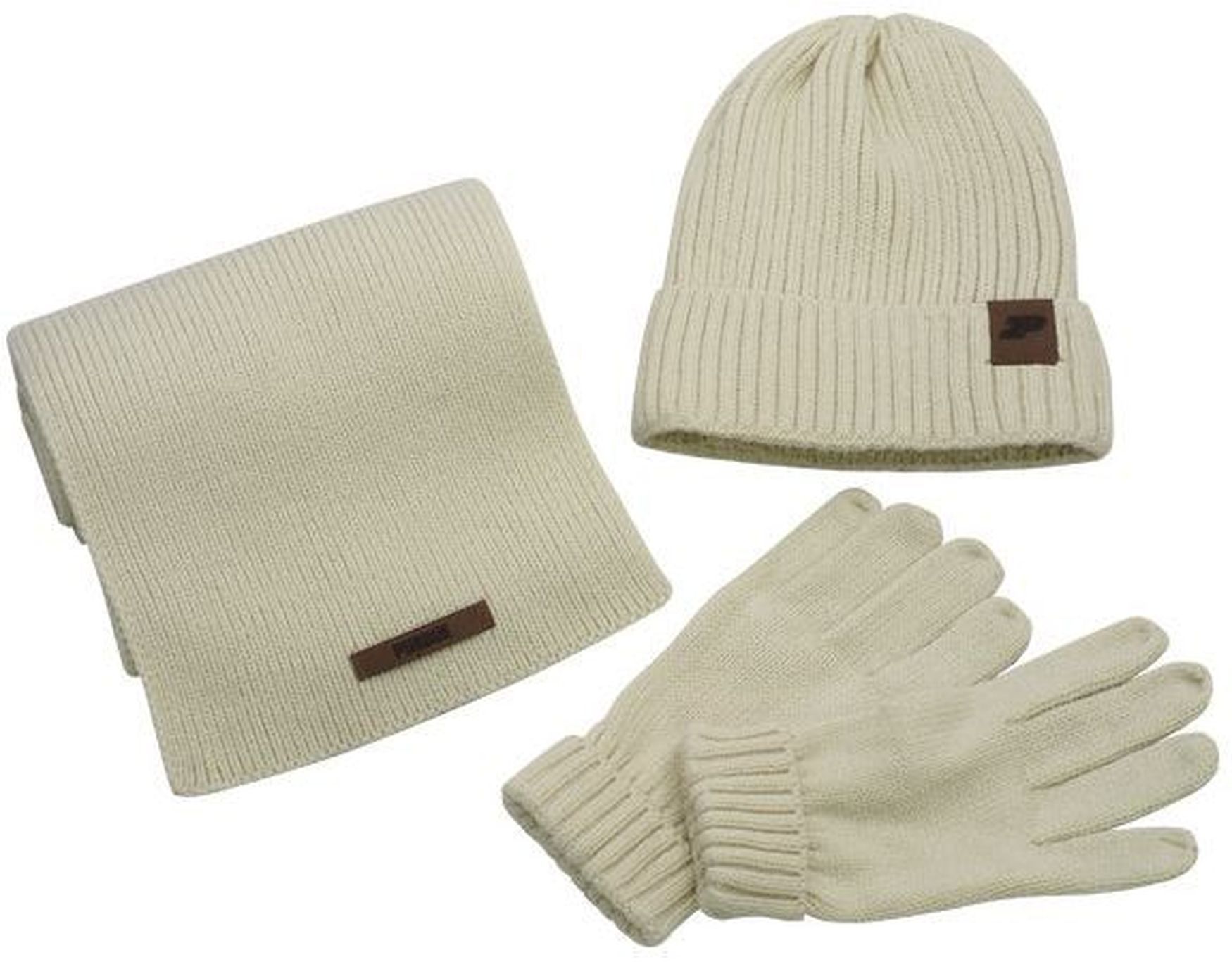 Deluxe Cable Acrylic Knit Winter Beanie Glove and Scarf Set